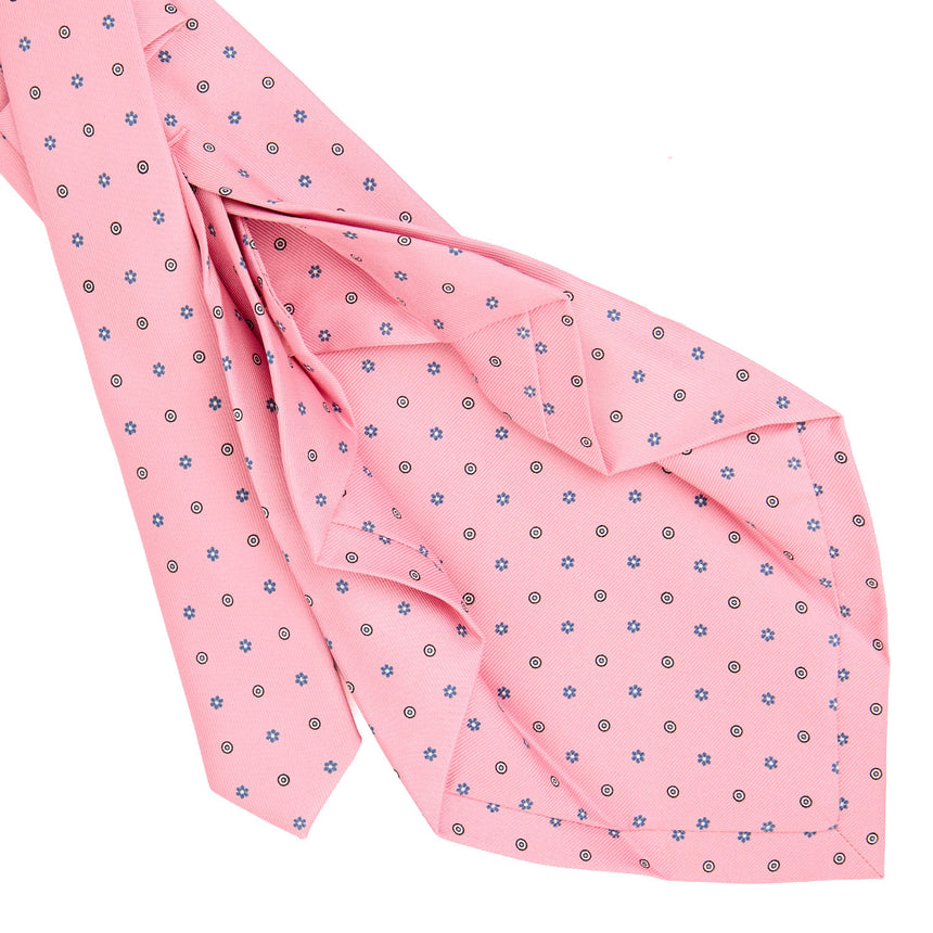 CRAVATTA SARTORIALE 7 PIEGHE IN SETA STAMPATA ROSA
