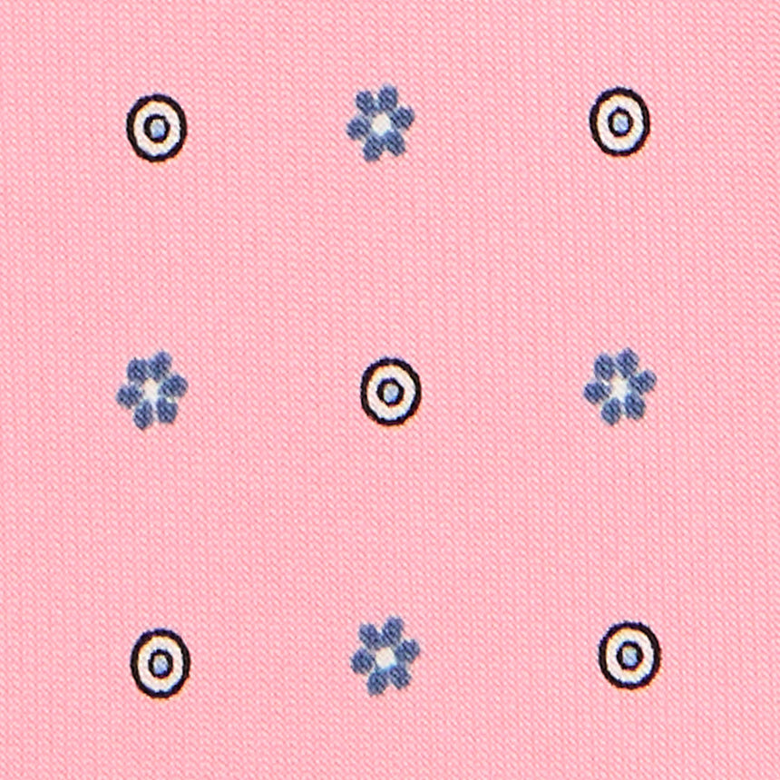 CRAVATTA SARTORIALE 7 PIEGHE IN SETA STAMPATA ROSA