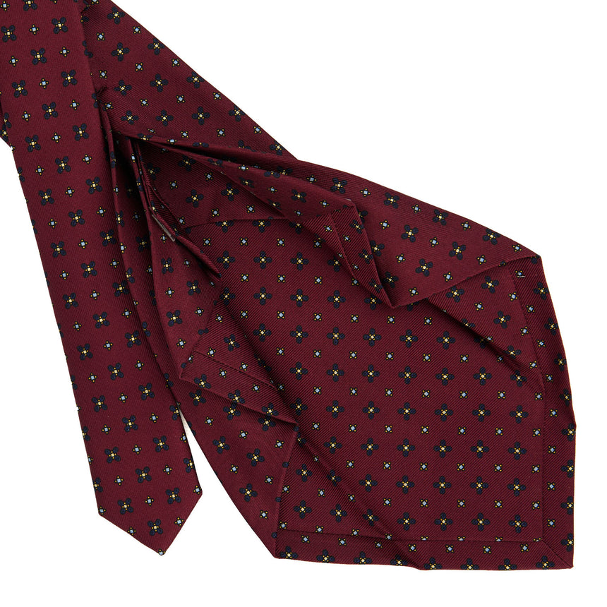 CRAVATTA SARTORIALE 7 PIEGHE IN SETA STAMPATA BORDEAUX