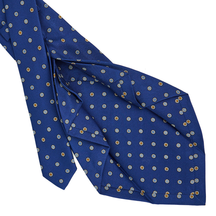 CRAVATTA SARTORIALE 7 PIEGHE IN SETA STAMPATA BLUETTE