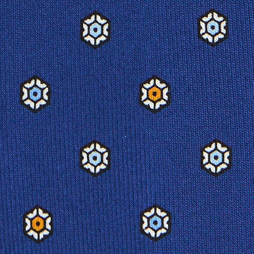 CRAVATTA SARTORIALE 7 PIEGHE IN SETA STAMPATA BLUETTE