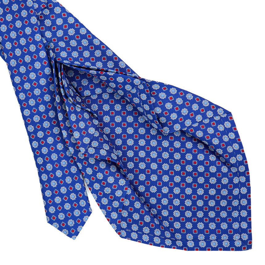 CRAVATTA SARTORIALE 7 PIEGHE IN SETA STAMPATA BLUETTE