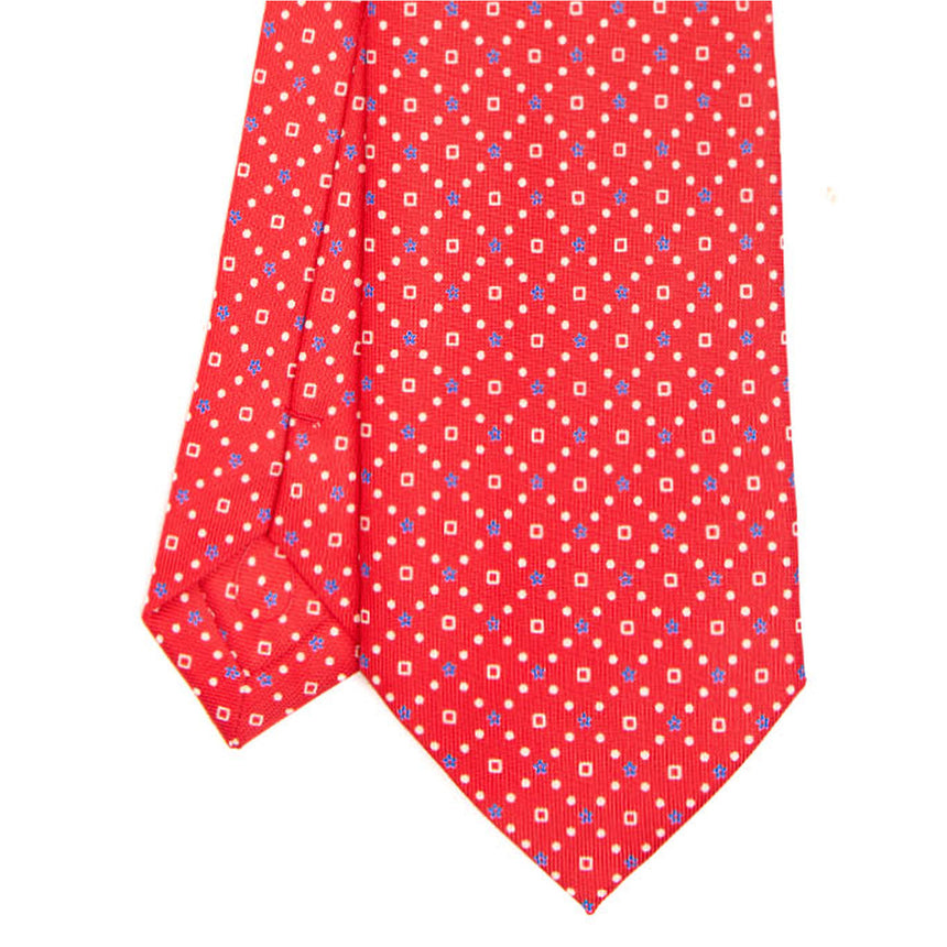 CRAVATTA SARTORIALE IN SETA STAMPATA ROSSA