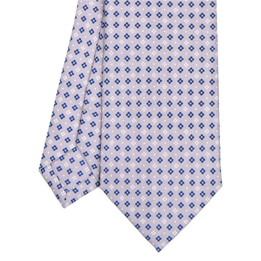 CRAVATTA SARTORIALE IN SETA STAMPATA GRIGIO CHIARO