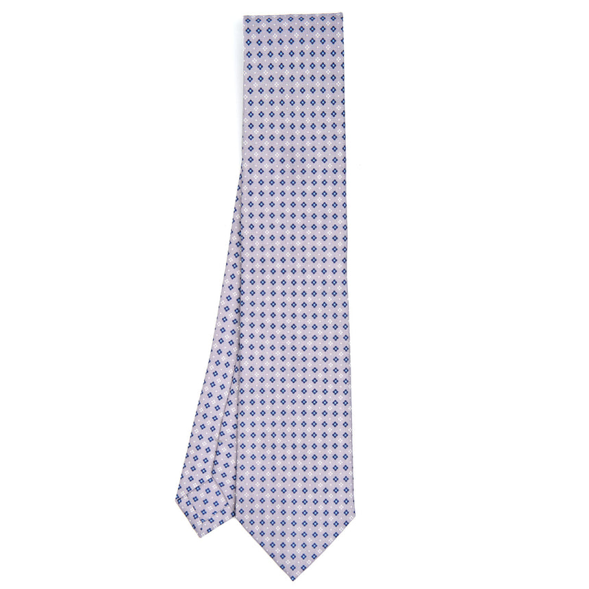 CRAVATTA SARTORIALE IN SETA STAMPATA GRIGIO CHIARO
