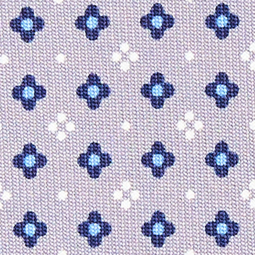 CRAVATTA SARTORIALE IN SETA STAMPATA GRIGIO CHIARO