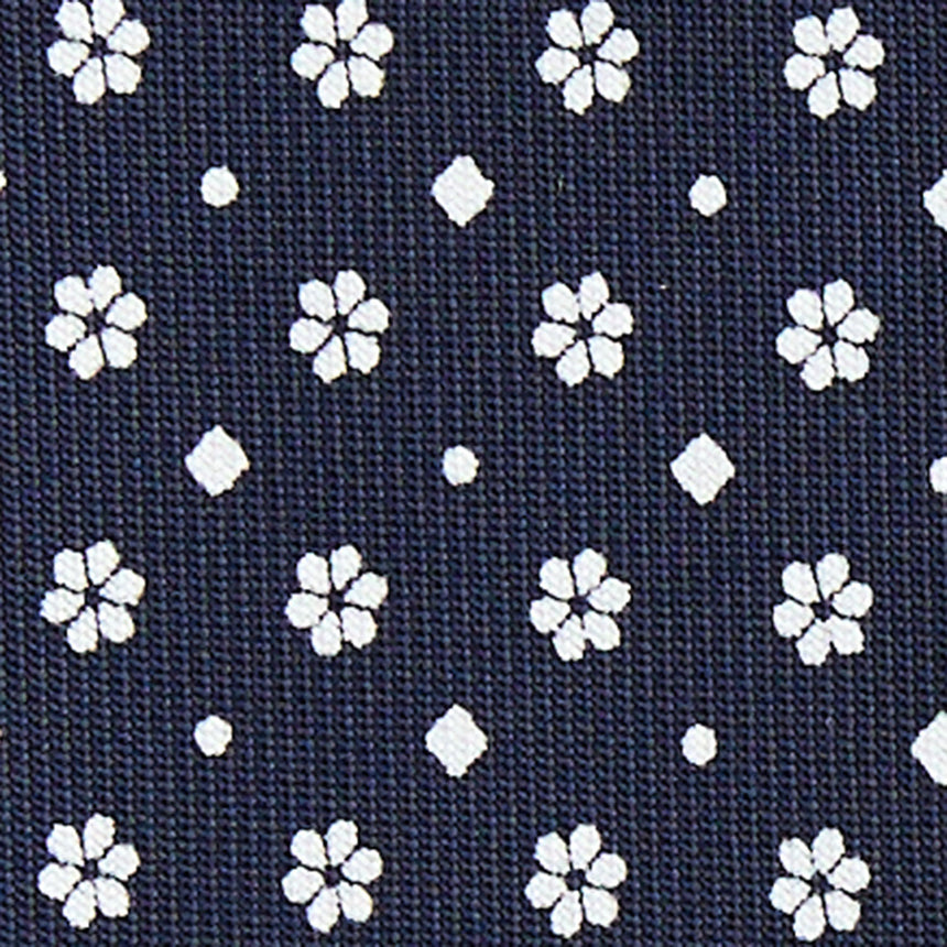 CRAVATTA SARTORIALE IN SETA STAMPATA BLU SCURO