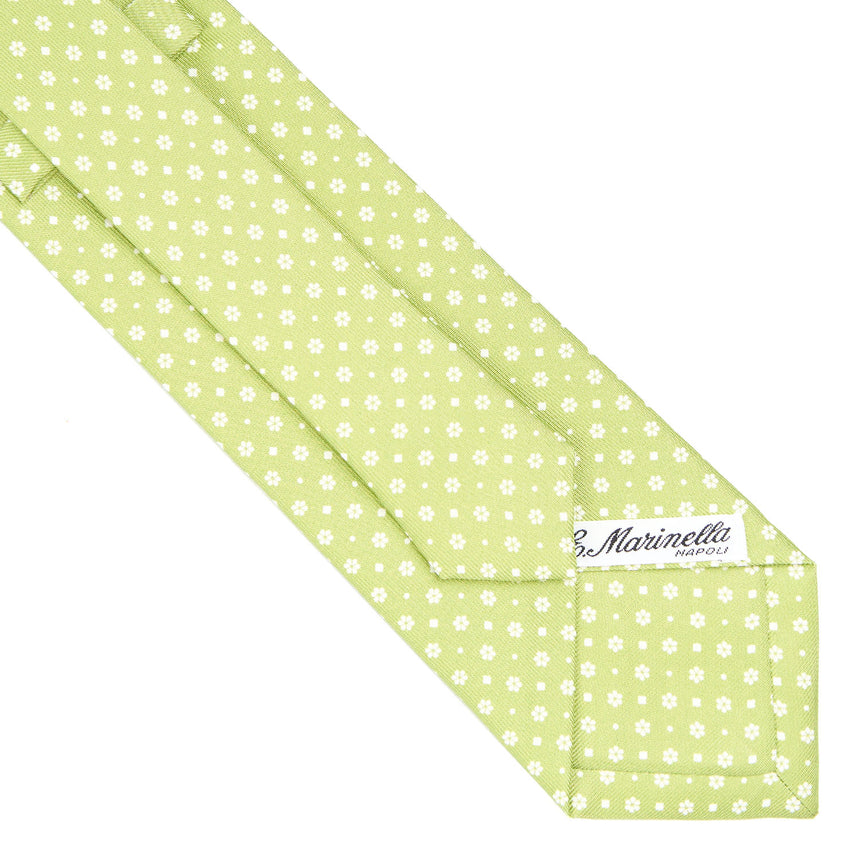 CRAVATTA SARTORIALE IN SETA STAMPATA VERDE CHIARO