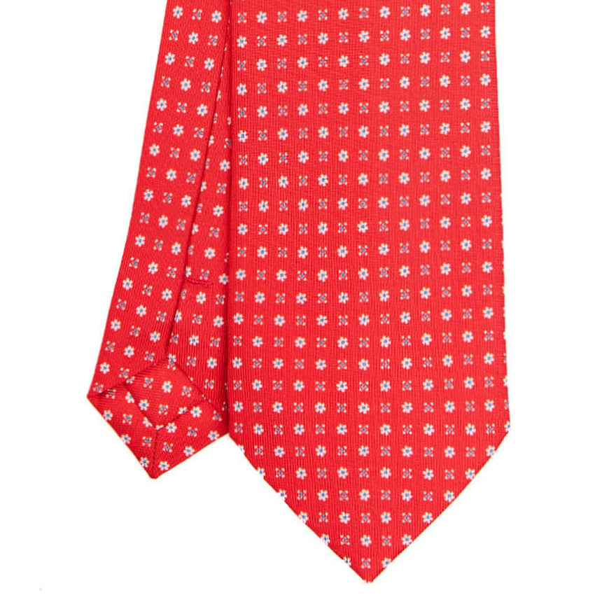 CRAVATTA SARTORIALE IN SETA STAMPATA ROSSA