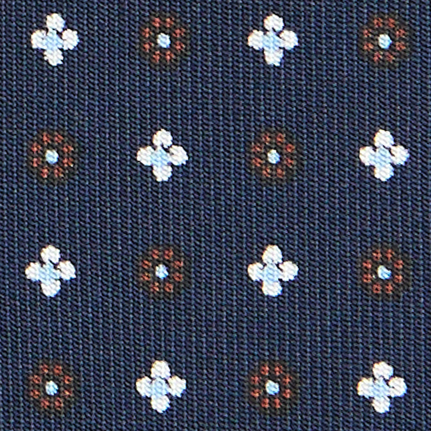 CRAVATTA SARTORIALE IN SETA STAMPATA BLU SCURO