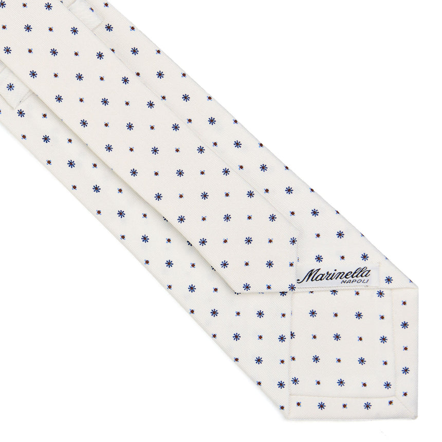 CRAVATTA SARTORIALE IN SETA STAMPATA BIANCA