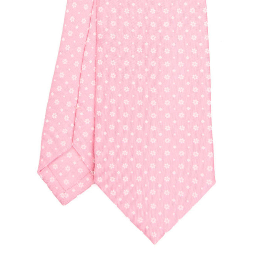CRAVATTA SARTORIALE IN SETA STAMPATA ROSA