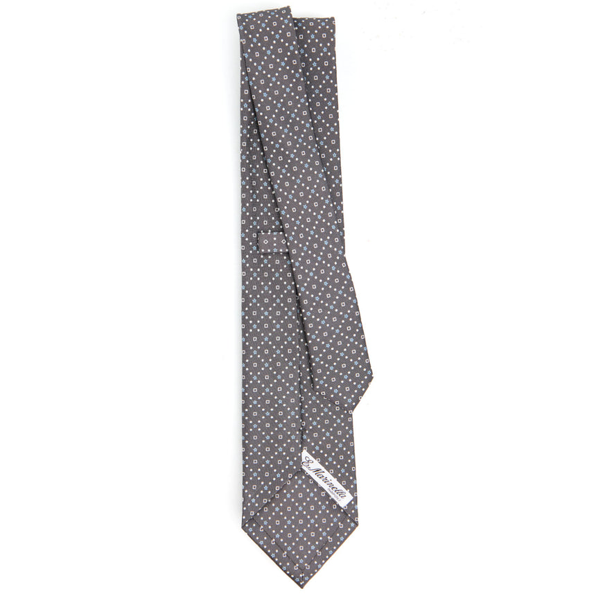 CRAVATTA SARTORIALE IN SETA STAMPATA GRIGIO SCURO