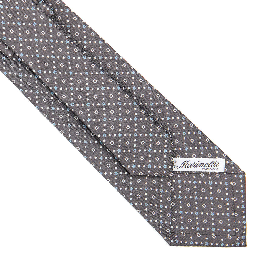 CRAVATTA SARTORIALE IN SETA STAMPATA GRIGIO SCURO