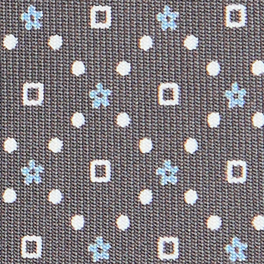 CRAVATTA SARTORIALE IN SETA STAMPATA GRIGIO SCURO