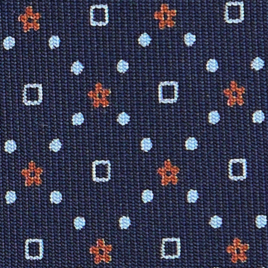 CRAVATTA SARTORIALE IN SETA STAMPATA BLU SCURO