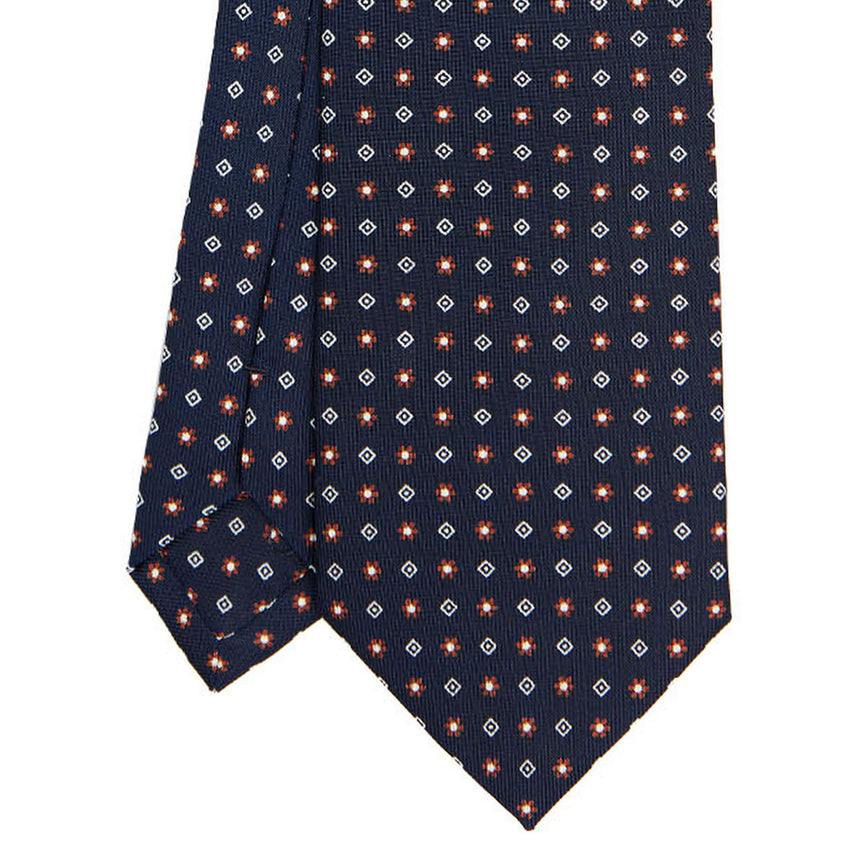 DARK BLUE SARTORIAL PRINTED SILK TIE