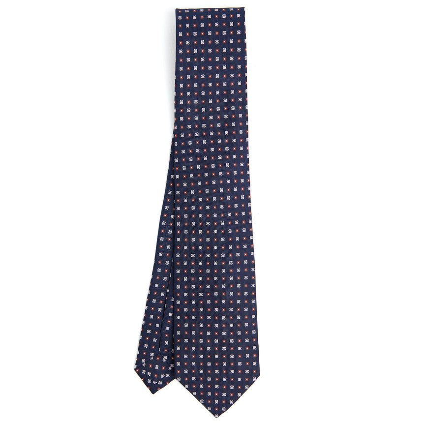 CRAVATTA SARTORIALE IN SETA STAMPATA BLU SCURO