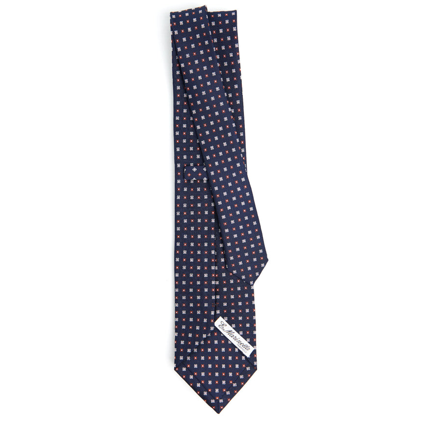 CRAVATTA SARTORIALE IN SETA STAMPATA BLU SCURO