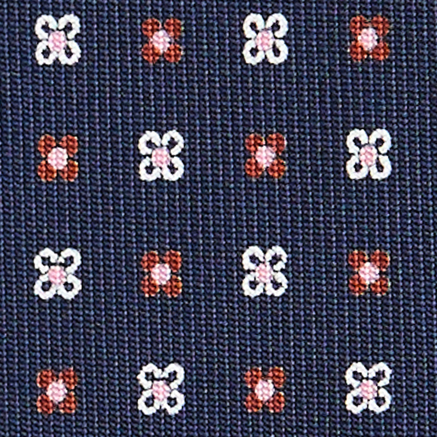 CRAVATTA SARTORIALE IN SETA STAMPATA BLU SCURO
