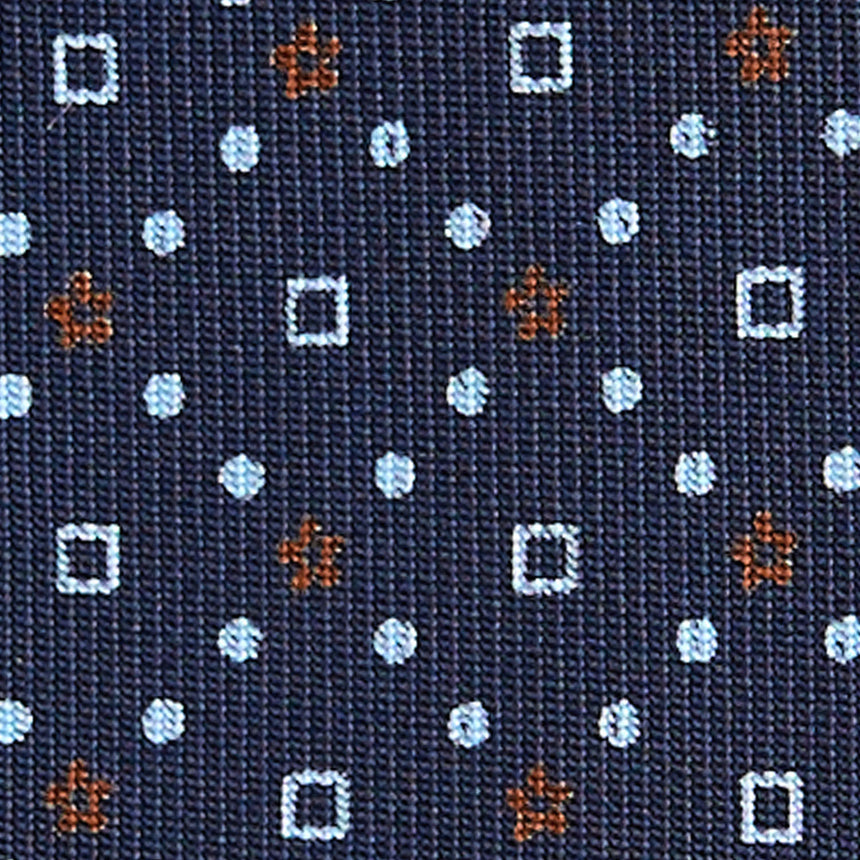 CRAVATTA SARTORIALE IN SETA STAMPATA BLU SCURO