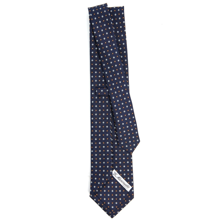 CRAVATTA SARTORIALE IN SETA STAMPATA BLU SCURO
