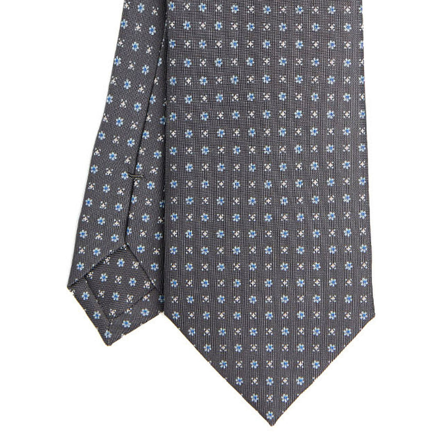 CRAVATTA SARTORIALE IN SETA STAMPATA GRIGIO SCURO