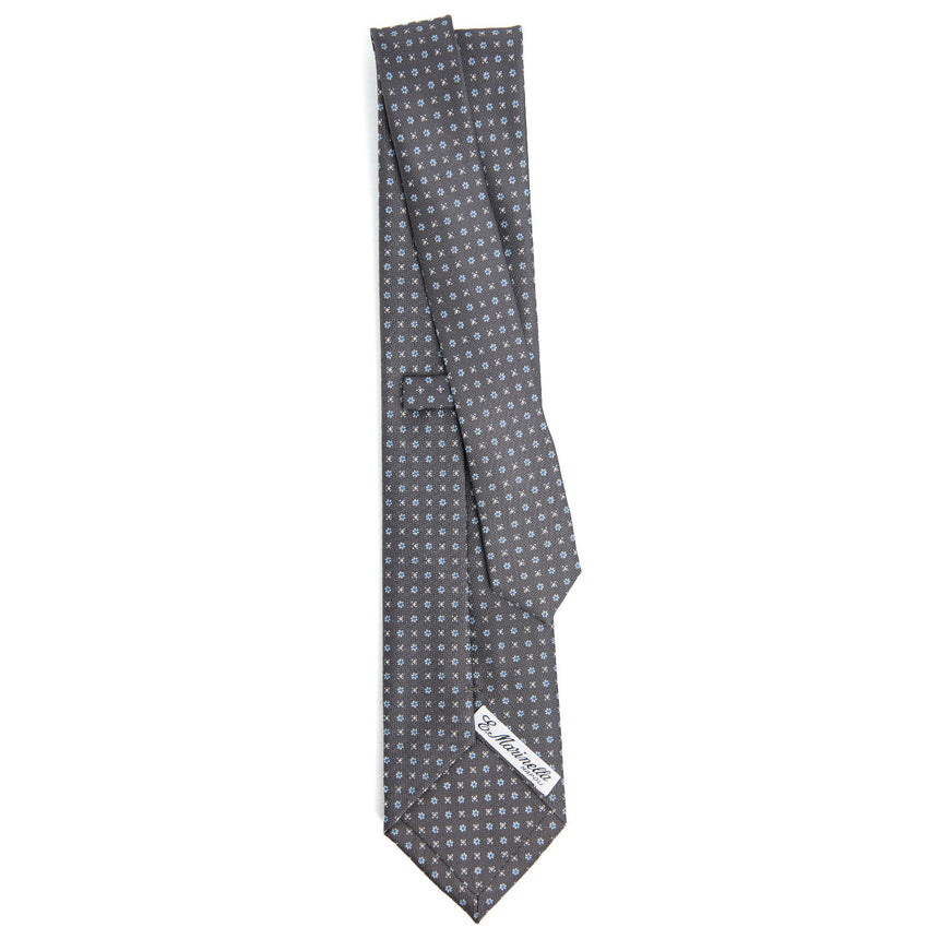 CRAVATTA SARTORIALE IN SETA STAMPATA GRIGIO SCURO