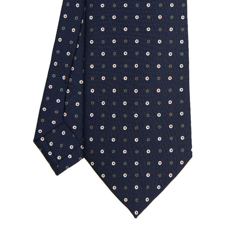 CRAVATTA SARTORIALE IN SETA STAMPATA BLU SCURO