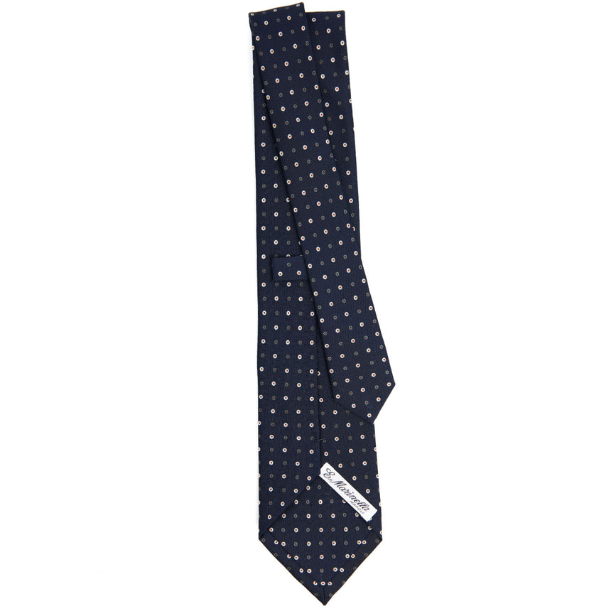 CRAVATTA SARTORIALE IN SETA STAMPATA BLU SCURO