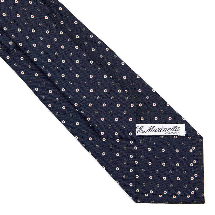 CRAVATTA SARTORIALE IN SETA STAMPATA BLU SCURO