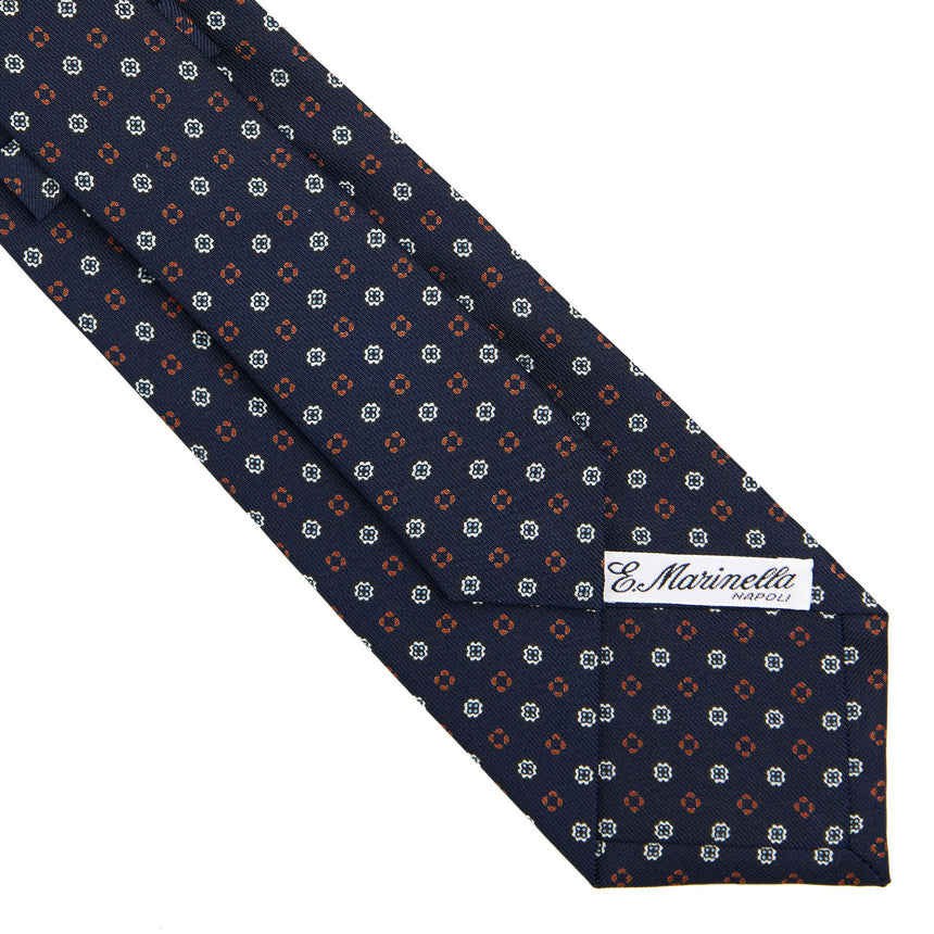 CRAVATTA SARTORIALE IN SETA STAMPATA BLU SCURO