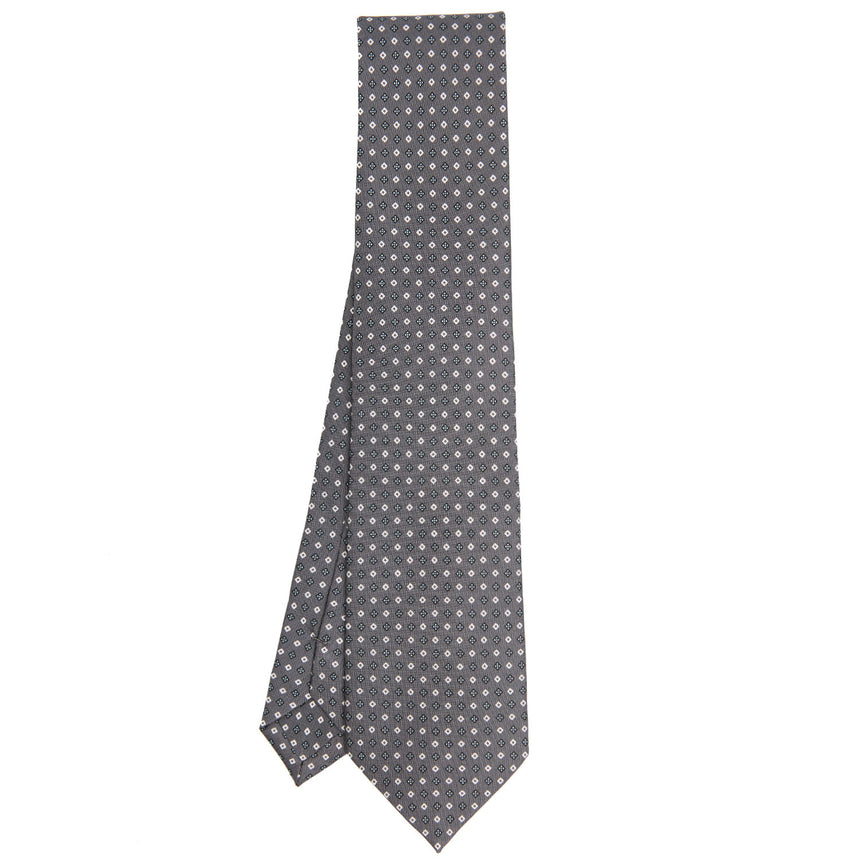 CRAVATTA SARTORIALE IN SETA STAMPATA GRIGIO SCURO