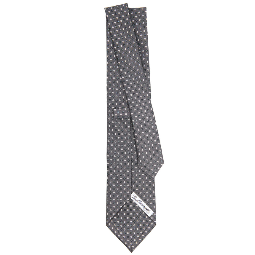 CRAVATTA SARTORIALE IN SETA STAMPATA GRIGIO SCURO