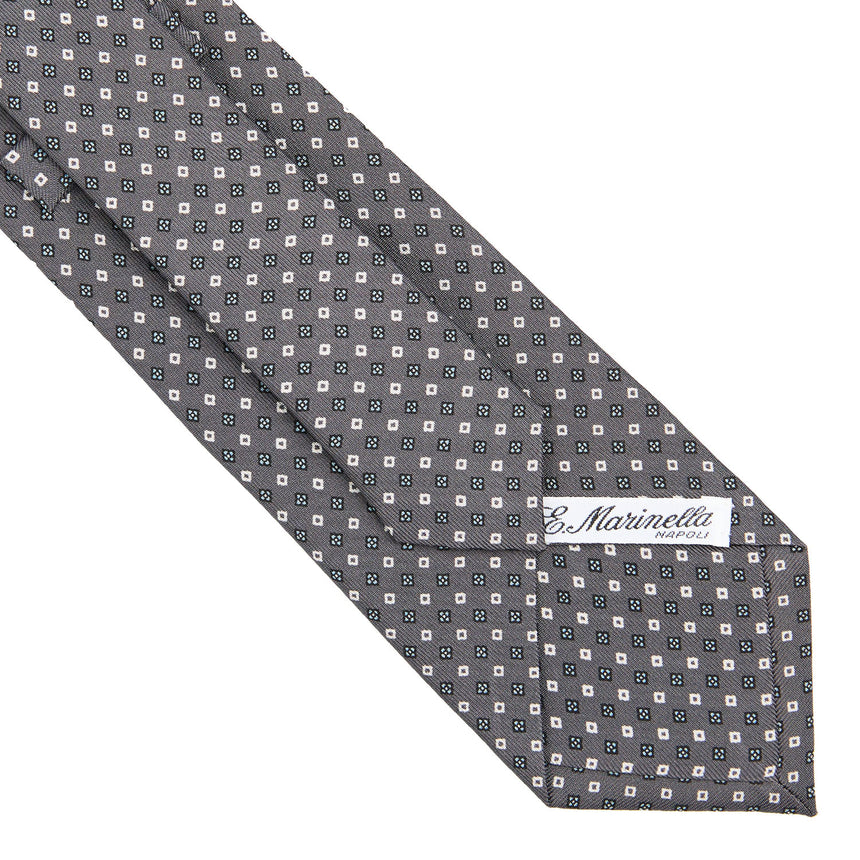 CRAVATTA SARTORIALE IN SETA STAMPATA GRIGIO SCURO