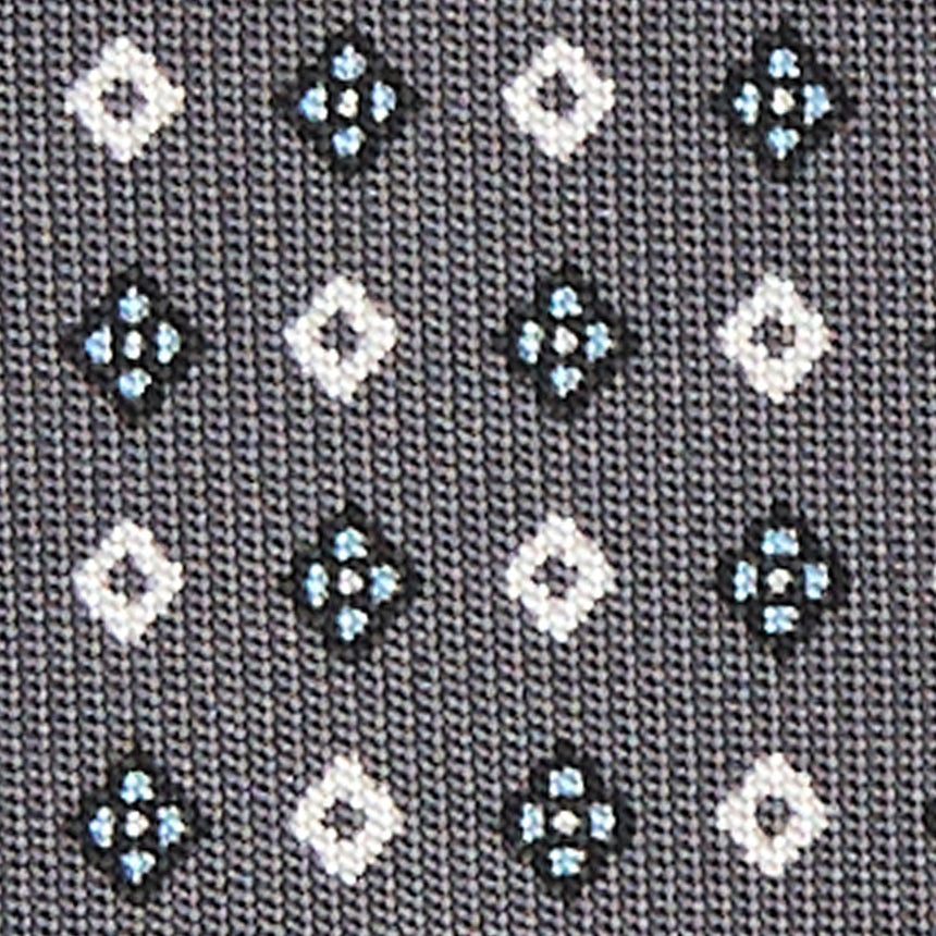 CRAVATTA SARTORIALE IN SETA STAMPATA GRIGIO SCURO