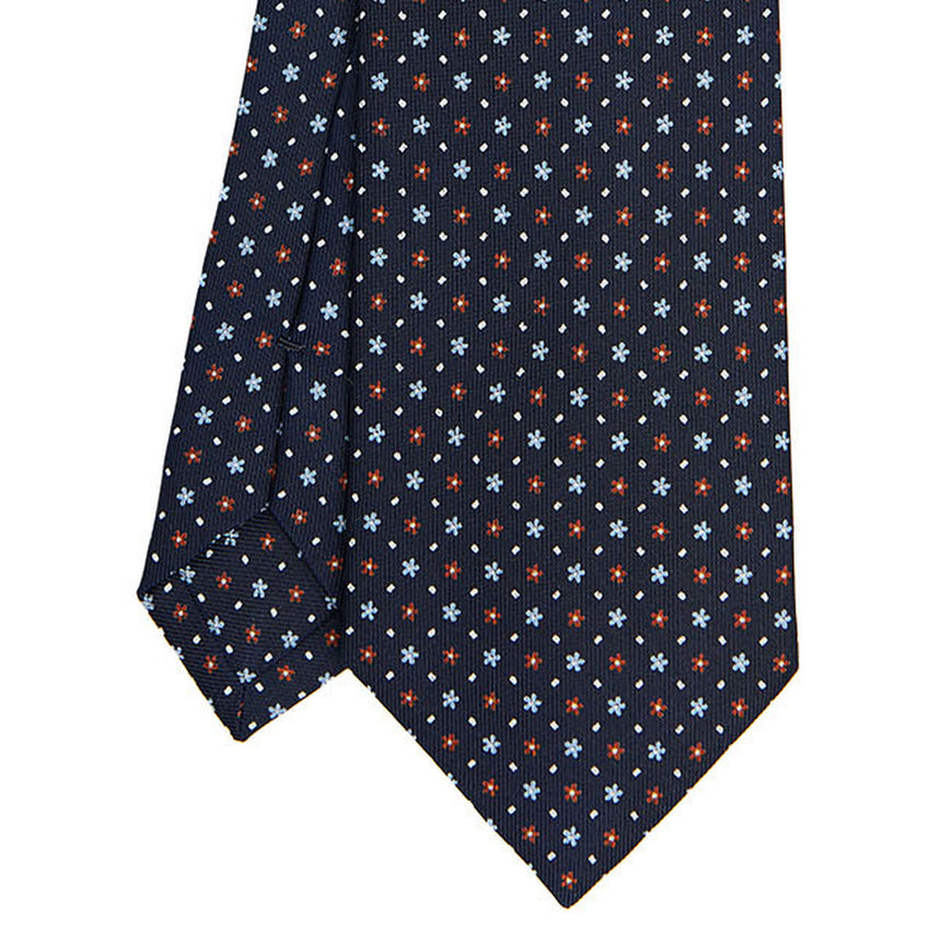 DARK BLUE SARTORIAL PRINTED SILK TIE