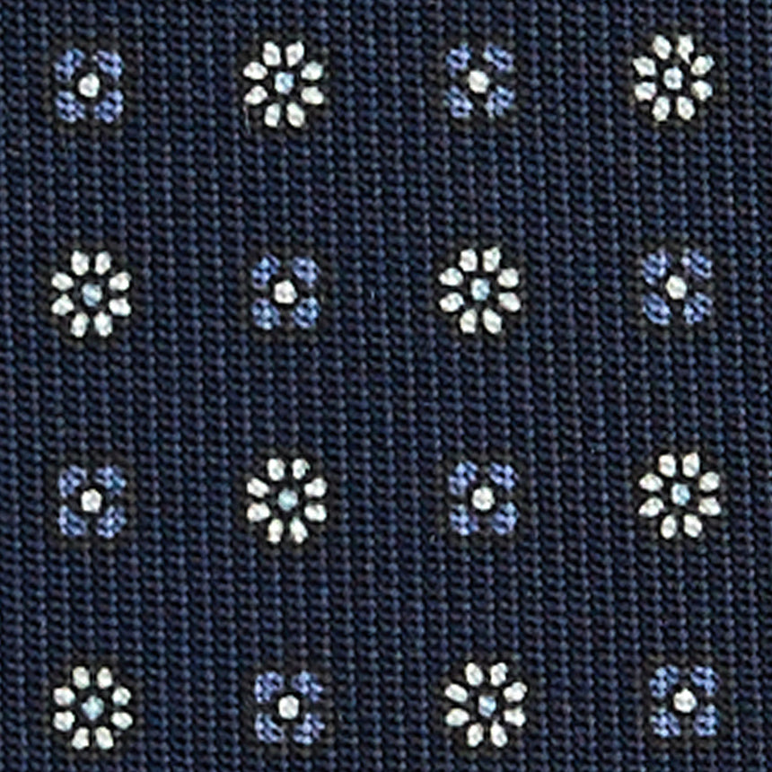 CRAVATTA SARTORIALE IN SETA STAMPATA BLU SCURO
