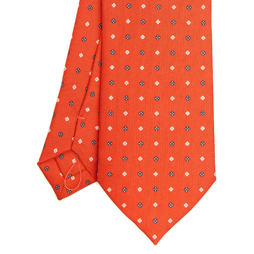 CRAVATTA SARTORIALE IN SETA STAMPATA ARANCIONE
