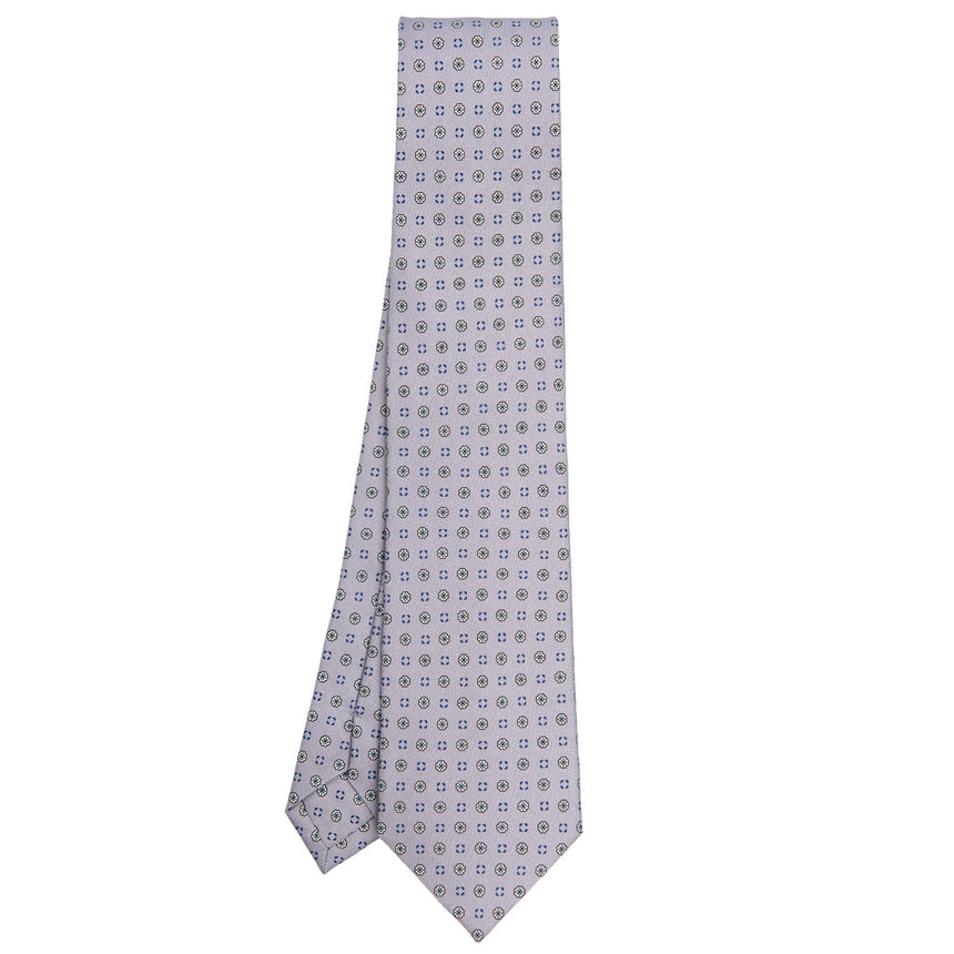 CRAVATTA SARTORIALE IN SETA STAMPATA GRIGIO CHIARO