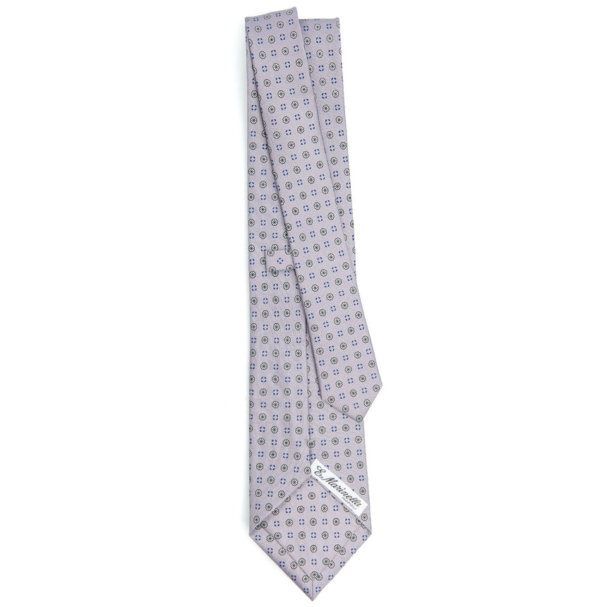 CRAVATTA SARTORIALE IN SETA STAMPATA GRIGIO CHIARO