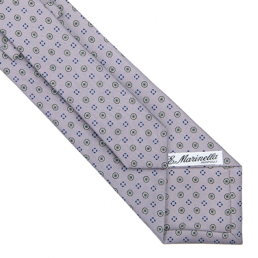 CRAVATTA SARTORIALE IN SETA STAMPATA GRIGIO CHIARO