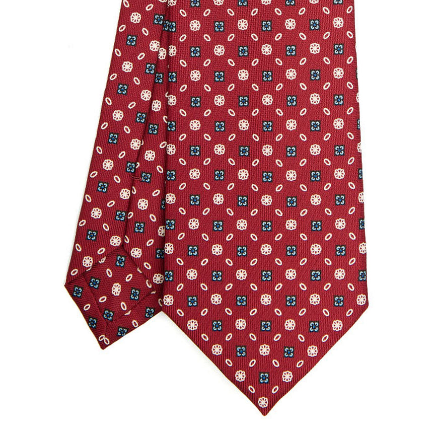 CRAVATTA SARTORIALE IN SETA STAMPATA BORDEAUX
