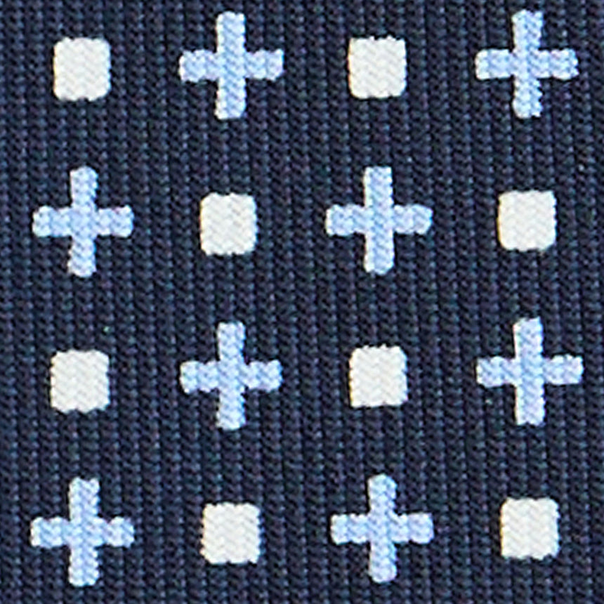 CRAVATTA SARTORIALE IN SETA STAMPATA BLU SCURO