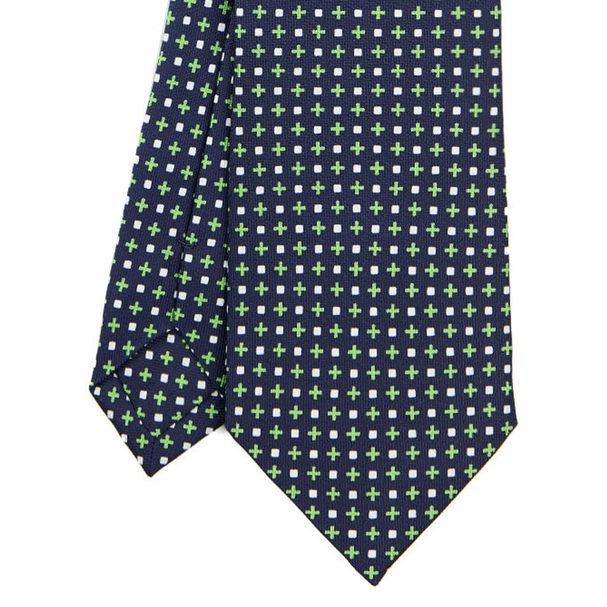 CRAVATTA SARTORIALE IN SETA STAMPATA BLU SCURO
