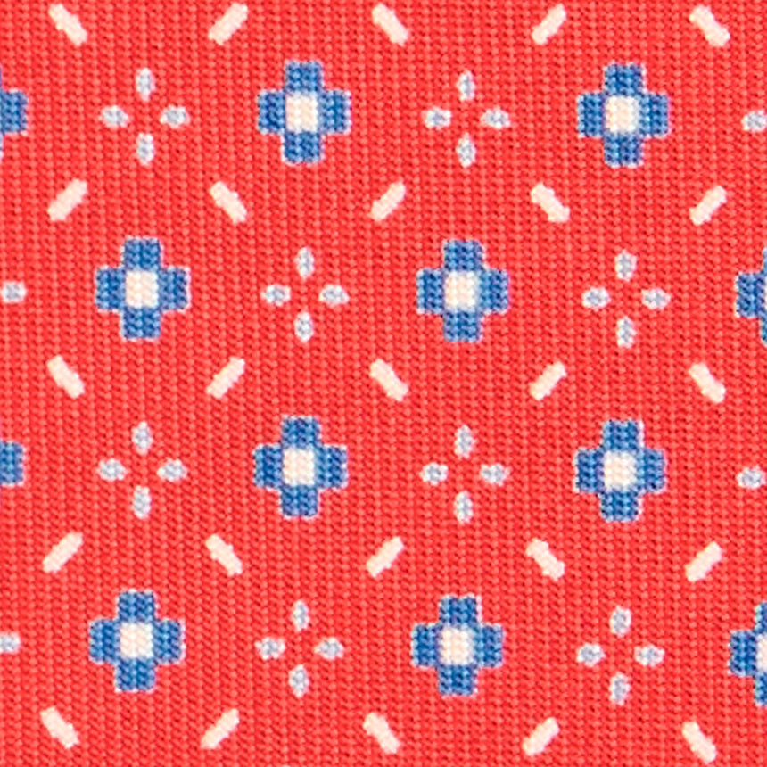 RED SARTORIAL PRINTED SILK TIE