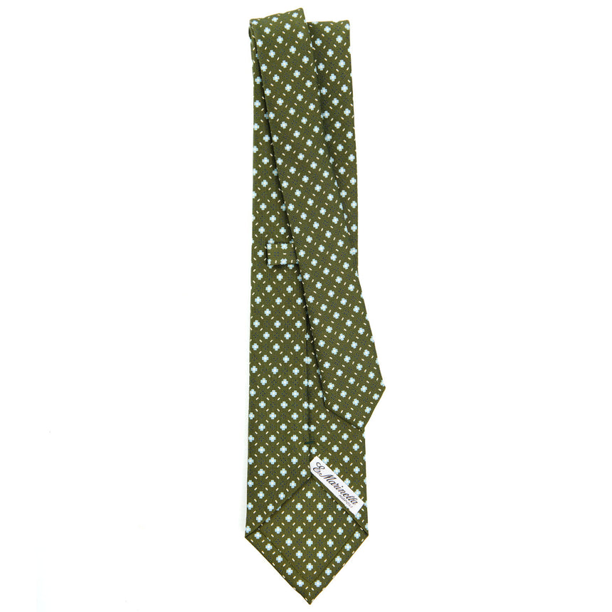 CRAVATTA SARTORIALE IN SETA STAMPATA VERDE OLIVA