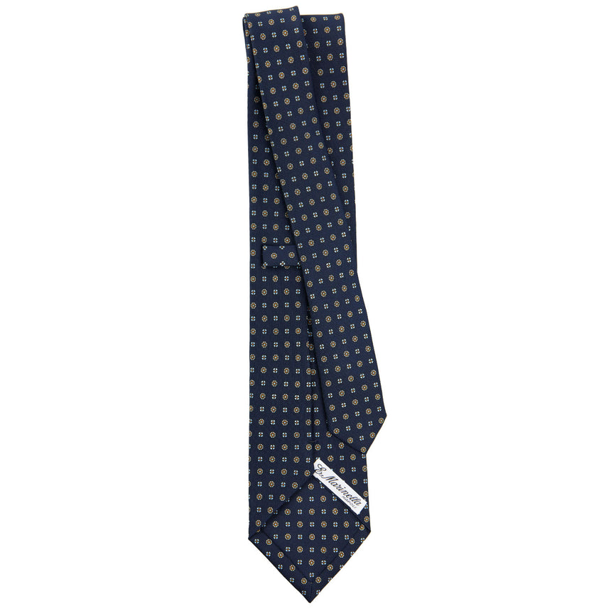 CRAVATTA SARTORIALE IN SETA STAMPATA BLU SCURO