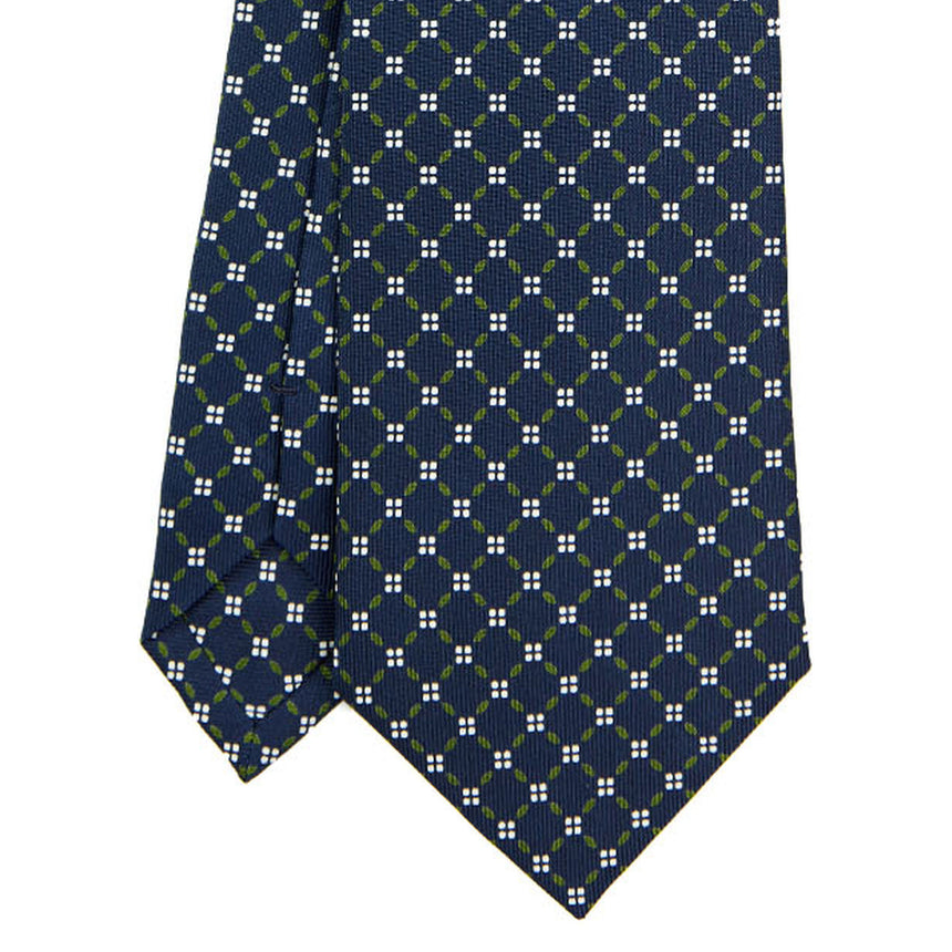 CRAVATTA SARTORIALE IN SETA STAMPATA BLU SCURO