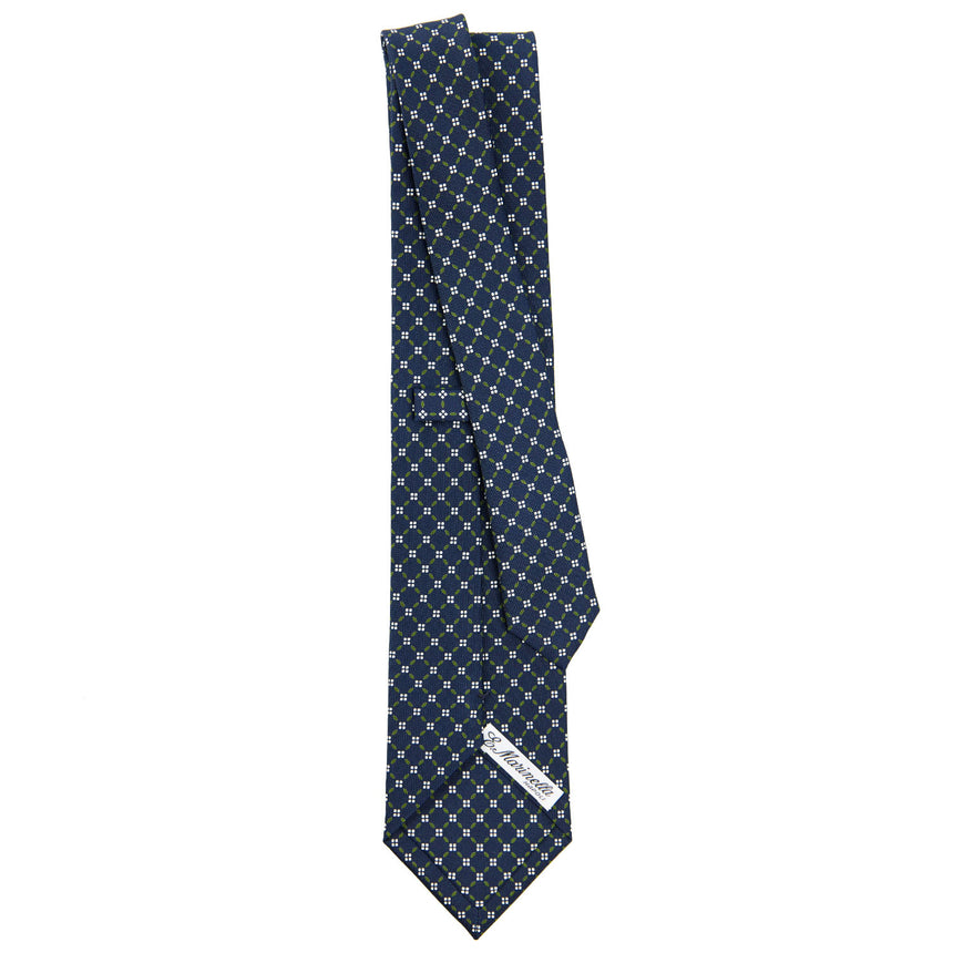 CRAVATTA SARTORIALE IN SETA STAMPATA BLU SCURO